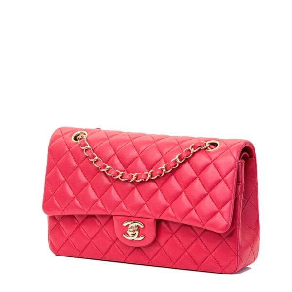 Chanel Classic Medium Fuchsia Lambskin GHW Chanel Classic Medium Fuchsia Lambskin GHW