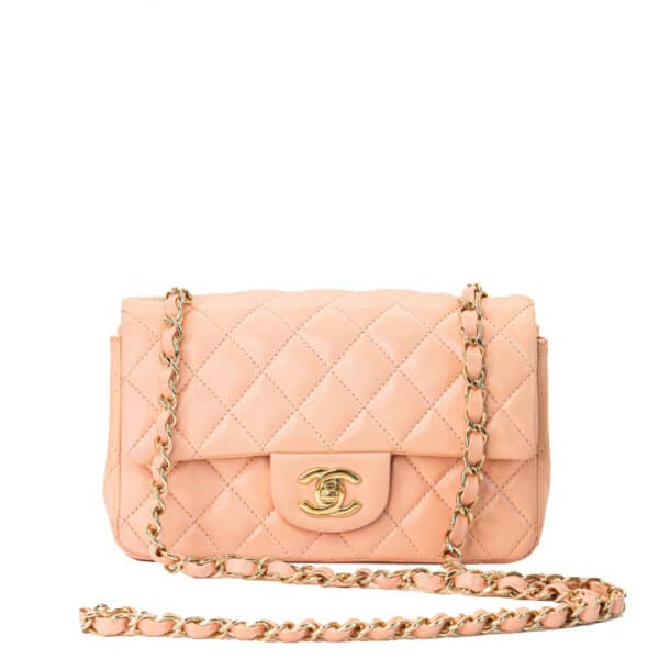 Chanel Classic Mini Rectangular Nude Pink GHW Chanel Classic Mini Rectangular Nude Pink GHW