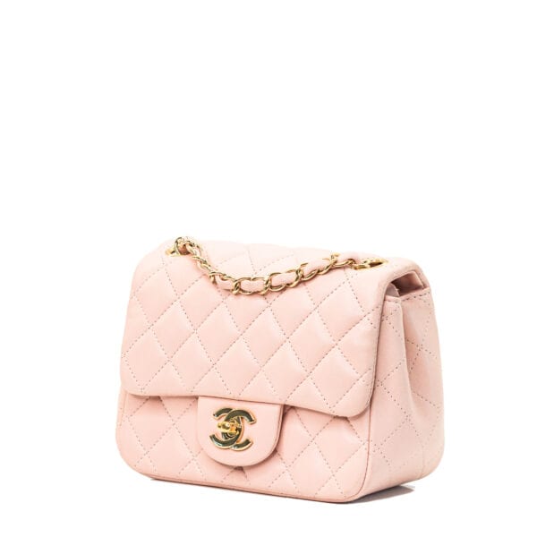 Chanel Classic Mini Square Pink GHW Chanel Classic Mini Square Pink GHW