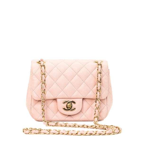 Chanel Classic Mini Square Pink GHW Chanel Classic Mini Square Pink GHW