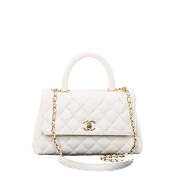 Chanel Coco Handle Small White Caviar GHW Chanel Coco Handle Small White Caviar GHW
