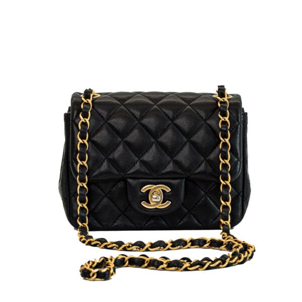 Chanel mini square black lambskin ghw Chanel mini square black lambskin ghw