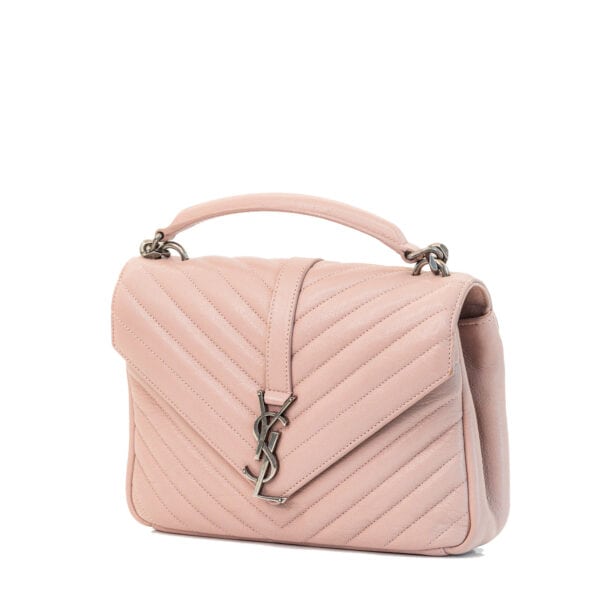 YSL Medium College in Quilted Leather Rose Antic YSL Medium College in Quilted Leather Rose Antic