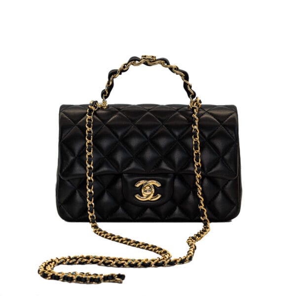 Chanel Mini Top Handle Black Lambskin GHW Chanel Mini Top Handle Black Lambskin GHW