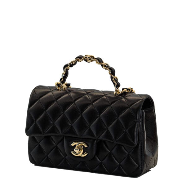 Chanel Mini Top Handle Black Lambskin GHW Chanel Mini Top Handle Black Lambskin GHW