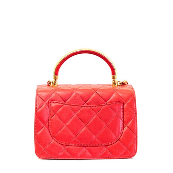 Chanel Top Handle Envelope Flap Bag Red Calfskin GHW Chanel Top Handle Envelope Flap Bag Red Calfskin GHW