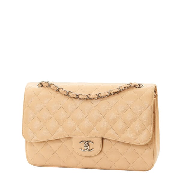 Chanel Classic Jumbo Beige Caviar SHW Chanel Classic Jumbo Beige Caviar SHW
