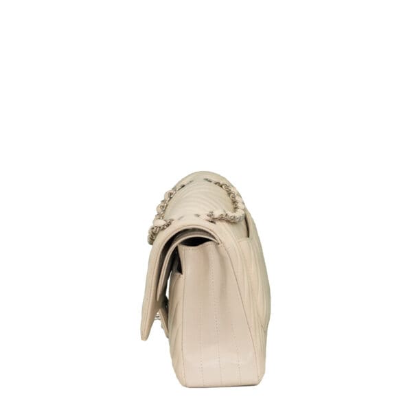 Chanel Classic Medium Ivory Chevron Calfskin SHW Chanel Classic Medium Ivory Chevron Calfskin SHW