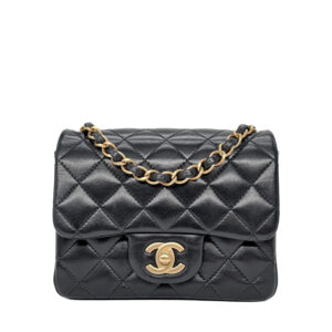 Chanel Classic Mini Square Black Lambskin AGHW