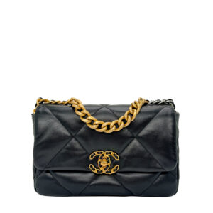 Chanel 19 Small Black Chevre Leather