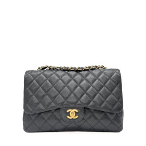 Chanel Jumbo Single Flap Black Caviar 24k GHW