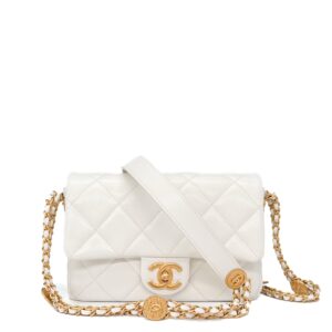 Chanel Classic Mini Square White Caviar GHW