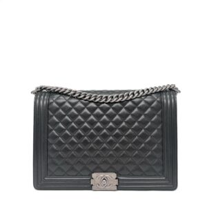 Chanel Large Boy Flap Black Lambskin RHW
