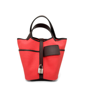 Hermes Picotin 18 Limited Edition Rouge Sellier Swift & Rose Texas Toile Goeland Cargo PHW