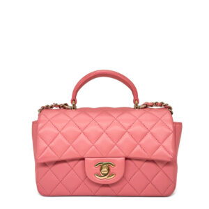 Chanel Mini Rectangular with Top Handle Pink Lambskin CGHW