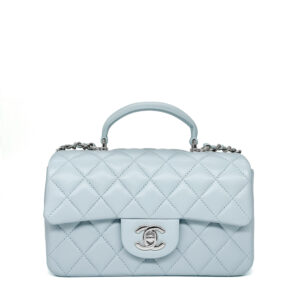 Chanel Mini Rectangular with Top Handle Bleu Lambskin SHW