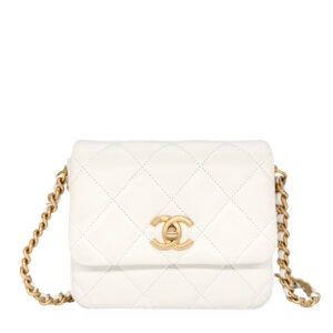 Chanel Mini Flap Side Note White Lambskin AGHW