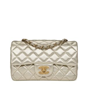 Chanel Mini Rectangular Gold Iridescent Lambskin Antique GHW