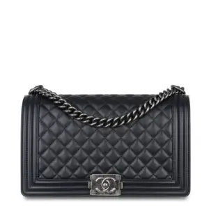 Chanel Boy New Medium Black Lambskin RHW